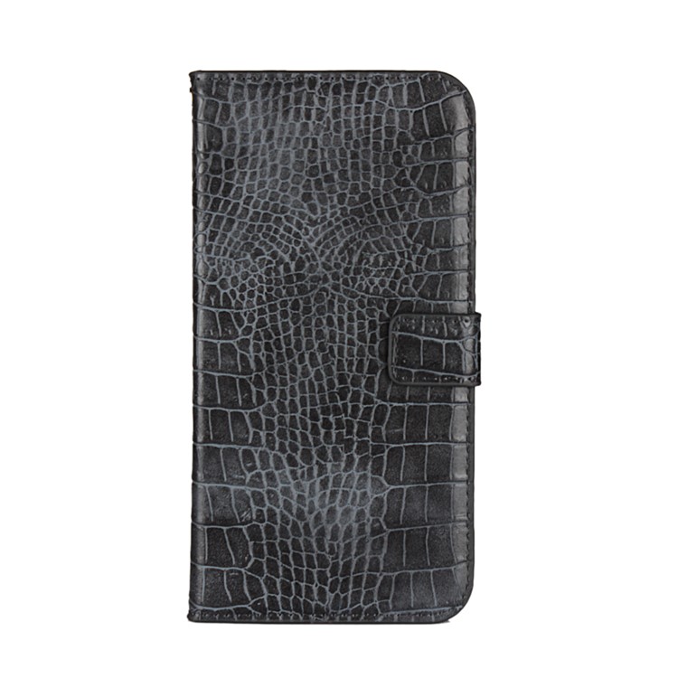 Crocodile Texture Leather Stand Shell with Strap for iPhone 8 Plus / 7 Plus 5.5 inch - Black-2