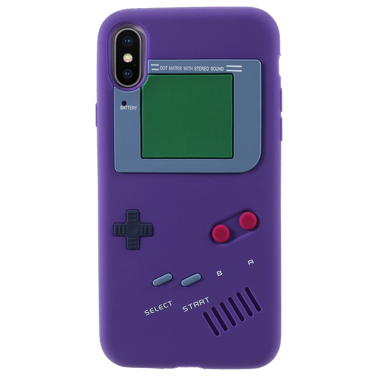 Creative Game Boy Silicone Jelly Skin Case for iPhone X - Purple-2