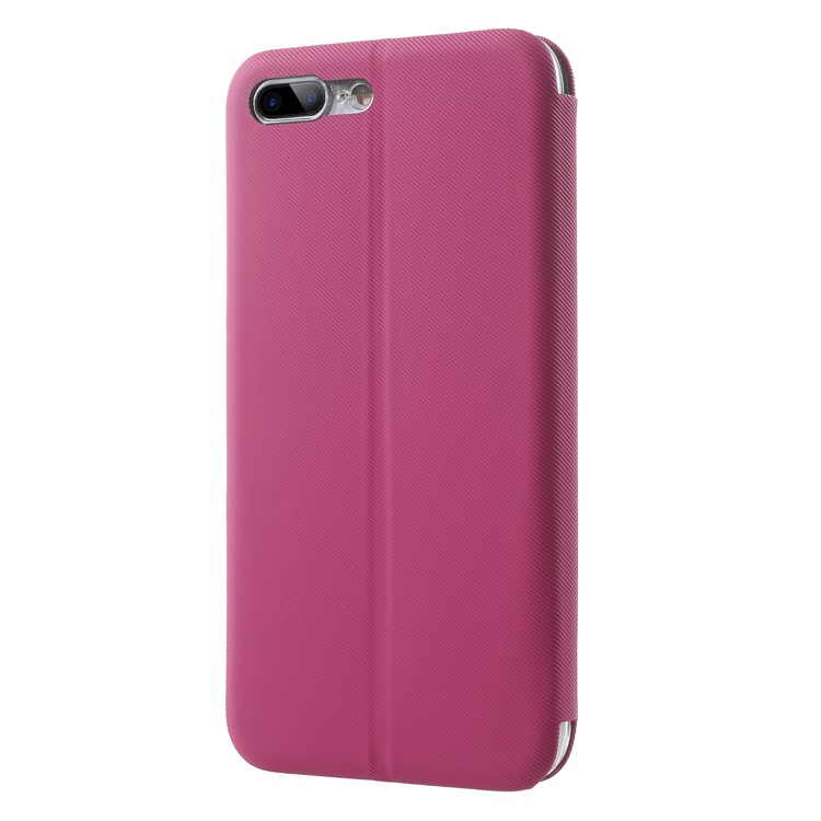Twill Grain Leather Card Holder Stand Mobile Casing for iPhone 8 Plus / 7 Plus 5.5 inch - Rose-2