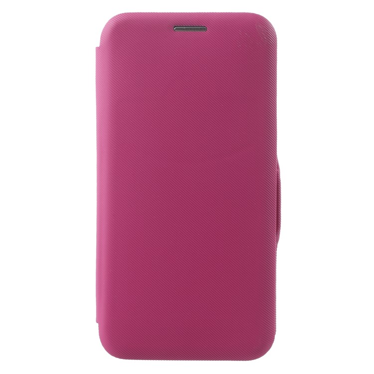Twill Grain Leather Card Holder Stand Cell Phone Case for iPhone X - Rose-3