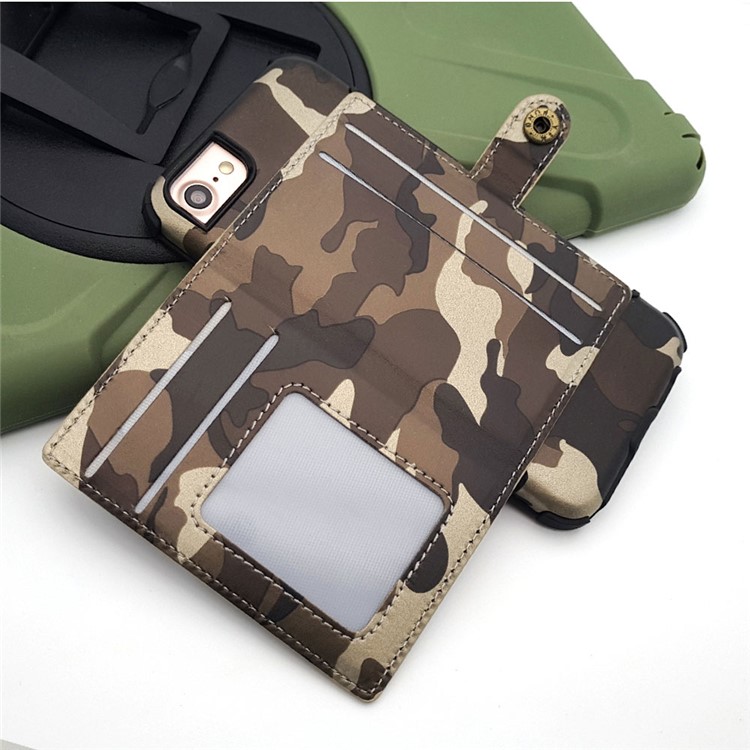 Camouflage Leather Coated Card Holder PC Hard Case for iPhone 8/7/6s/6 - Brown-4