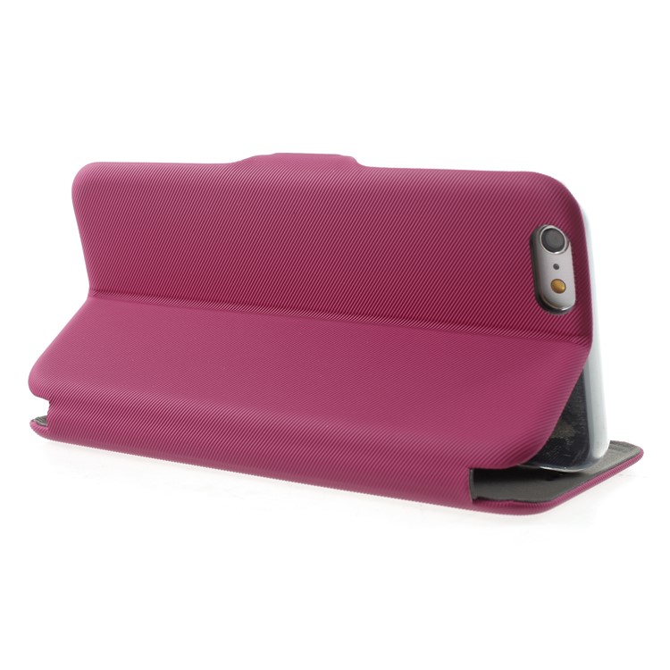 Twill Grain Leather Card Holder Stand Case for iPhone 6s Plus/6 Plus 5.5-inch - Rose-5