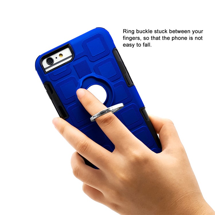 Geometric Pattern Magnetic Car Mount Ring Holder TPU PC Hybrid Case for iPhone 8 Plus/7 Plus/6s Plus/6 Plus 5.5 inch - Baby Blue-2