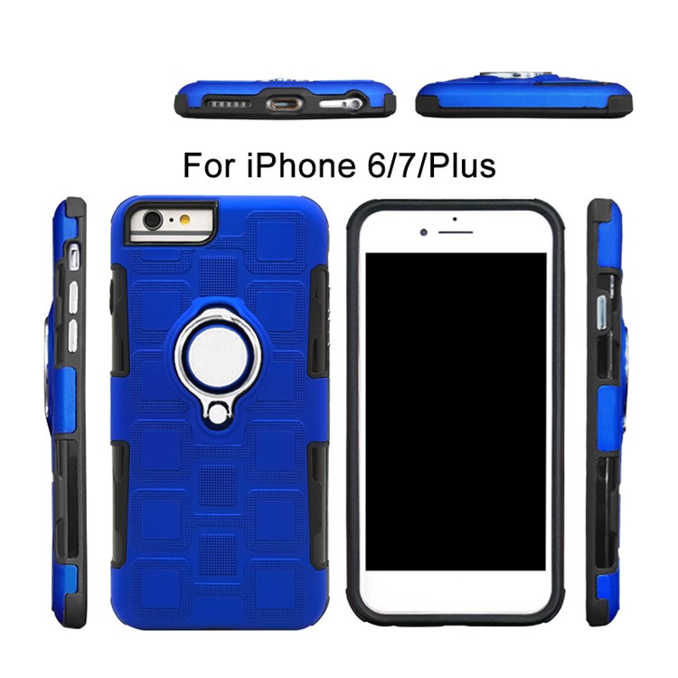 Geometric Pattern Magnetic Car Mount Ring Holder TPU PC Hybrid Case for iPhone 8 Plus/7 Plus/6s Plus/6 Plus 5.5 inch - Baby Blue-6