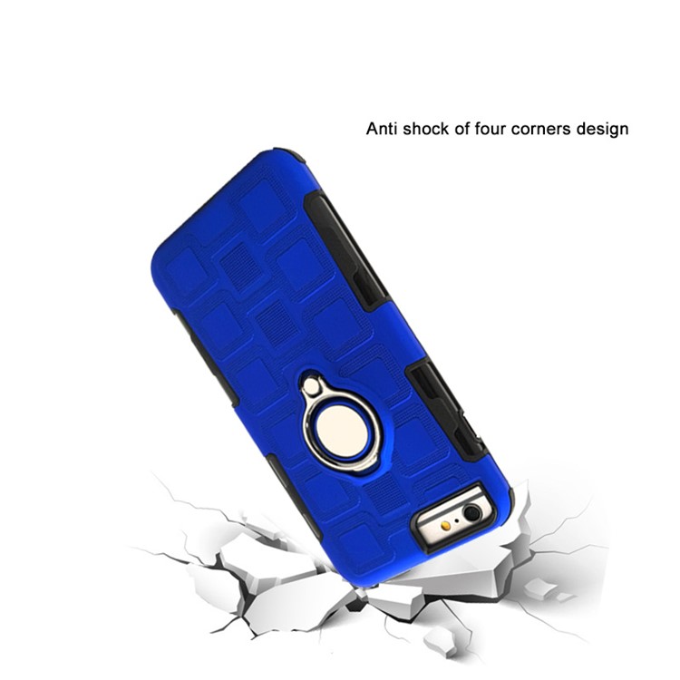 Geometric Pattern Magnetic Car Mount Ring Holder TPU PC Hybrid Case for iPhone 8 Plus/7 Plus/6s Plus/6 Plus 5.5 inch - Baby Blue-7