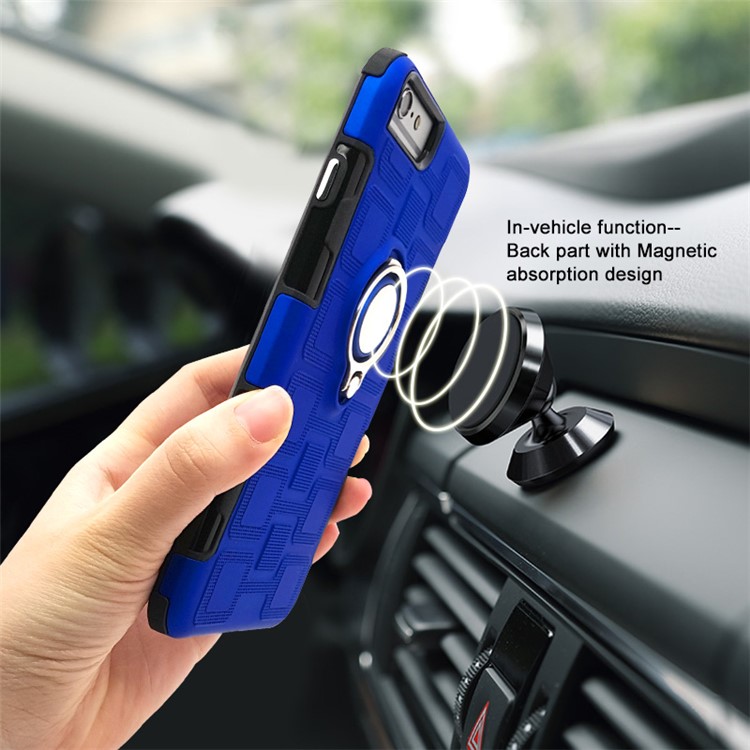 Geometric Pattern Magnetic Car Mount Ring Holder TPU PC Hybrid Case for iPhone 8 Plus/7 Plus/6s Plus/6 Plus 5.5 inch - Baby Blue-8