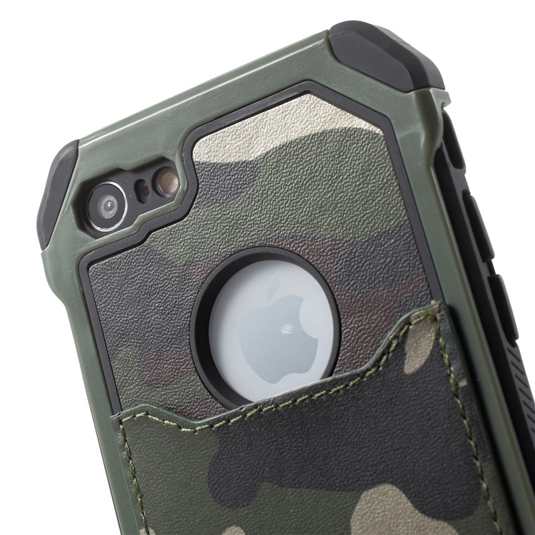 For iPhone 8 4.7 inch Detachable Camouflage Pattern TPU PC Hybrid Card Slot Case - Green-4