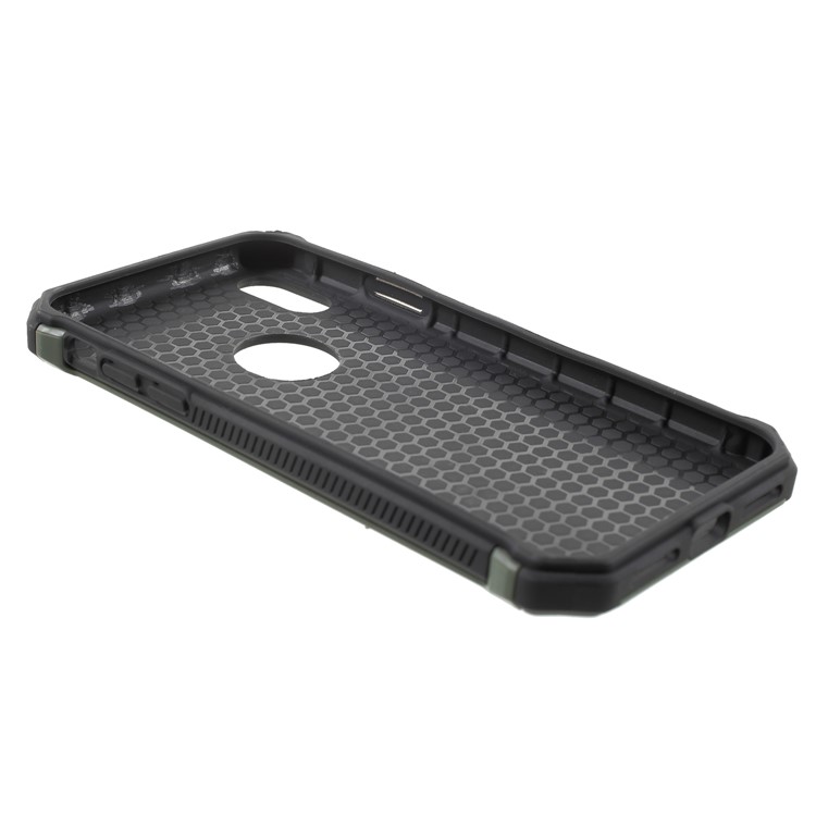 Camouflage Leather Coated Card Holder PC TPU Hybrid Case for iPhone X - Green-7