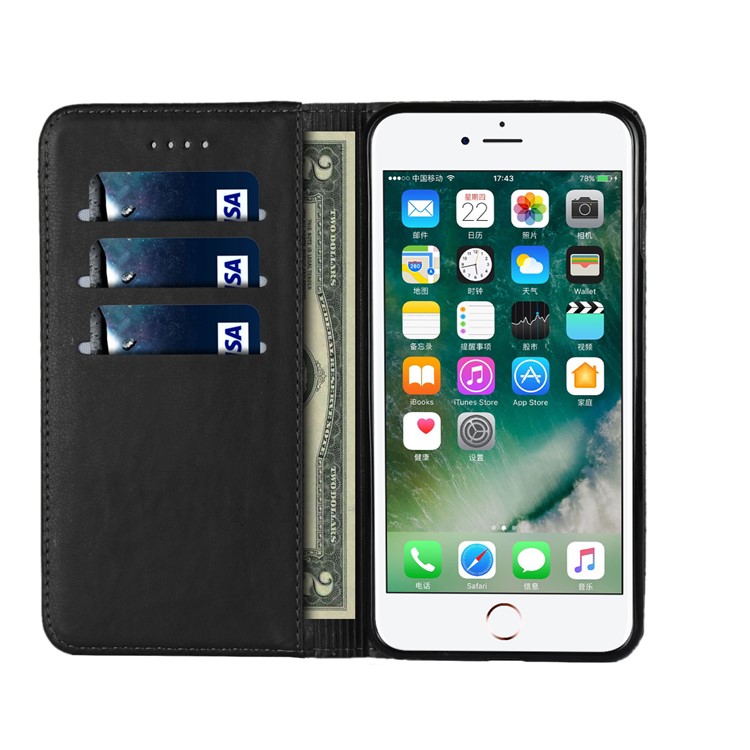 New Style PU Leather Stand Wallet Phone Case for iPhone 6s Plus / 6 Plus - Black-6