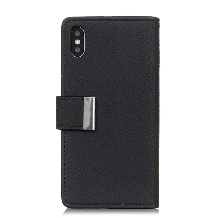 Litchi Texture Leather Wallet Stand Mobile Case for iPhone X/10 5.8 inch - Black-1