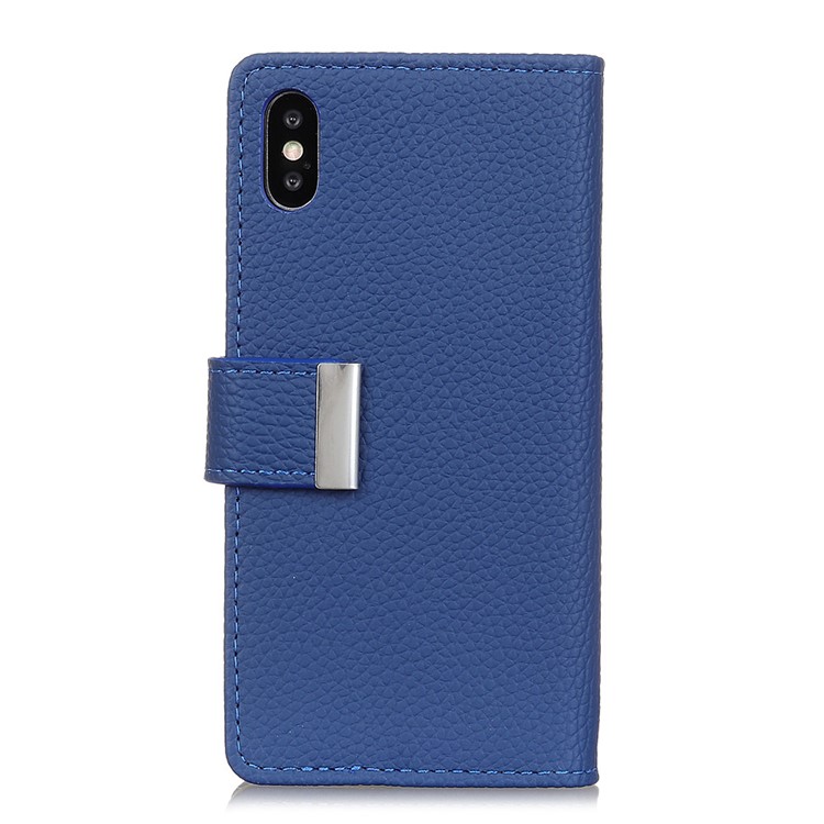 Litchi Texture PU Leather Wallet Stand Folio Protective Magnetic Cover Case for iPhone X/10 5.8 inch - Blue-1