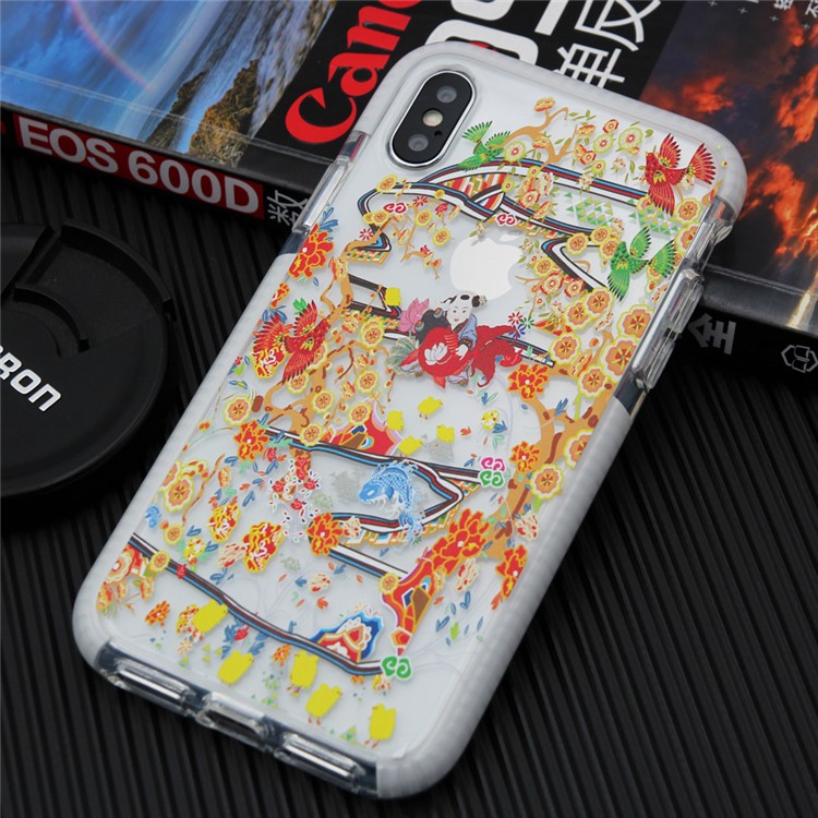 Chinese New Year Style Pattern Printing PC + TPU Hybrid Phone Case for iPhone X (Ten) 5.8 inch - White-1