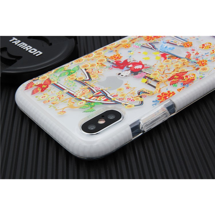 Chinese New Year Style Pattern Printing PC + TPU Hybrid Phone Case for iPhone X (Ten) 5.8 inch - White-2
