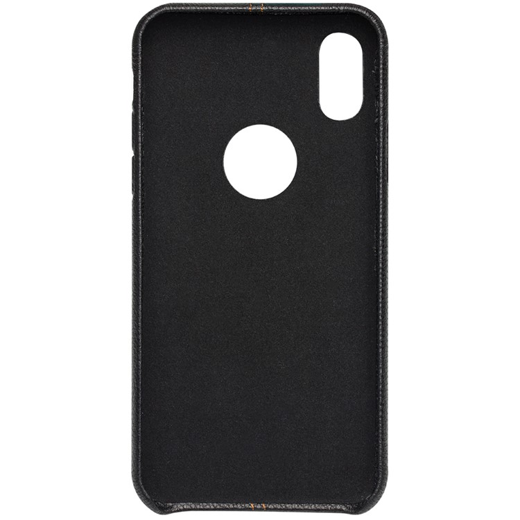 QIALINO Cowhide Genuine Leather Plastic Back Case for iPhone X/10 - Black-4