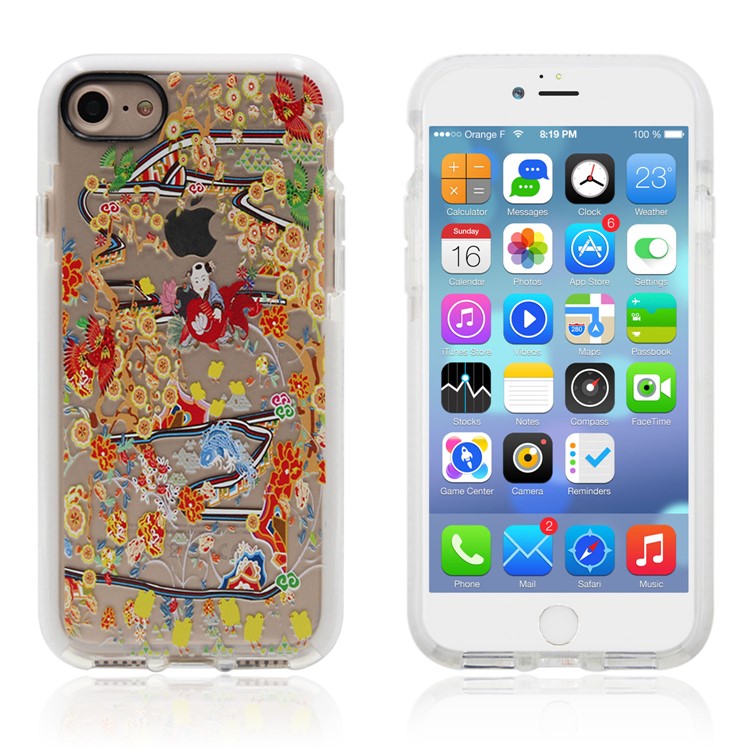 Chinese New Year Style Pattern Printing PC + TPU Hybrid Case for iPhone 8/7 - White-1