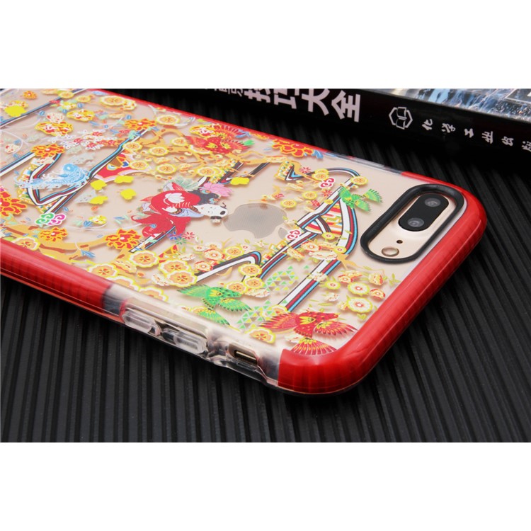 Chinese New Year Style Pattern Printing PC + TPU Hybrid Case for iPhone 8 Plus / 7 Plus - Red-3