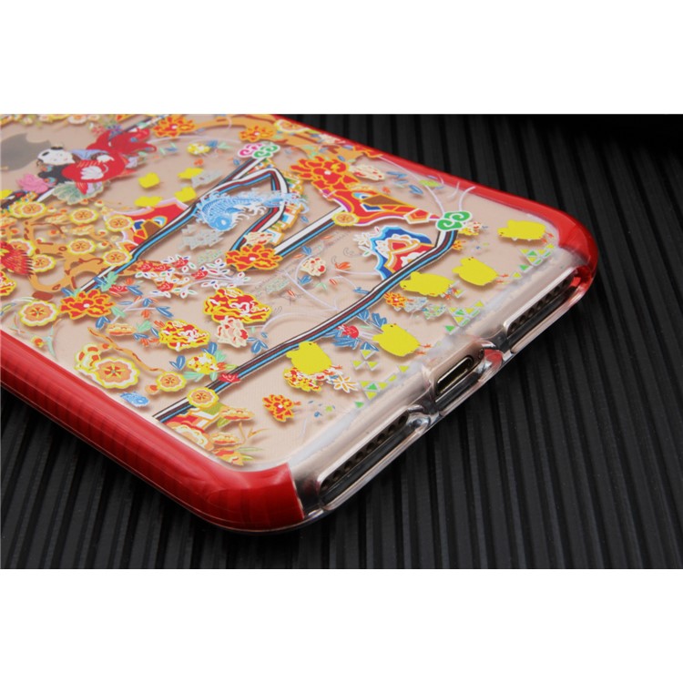 Chinese New Year Style Pattern Printing PC + TPU Hybrid Case for iPhone 8 Plus / 7 Plus - Red-6