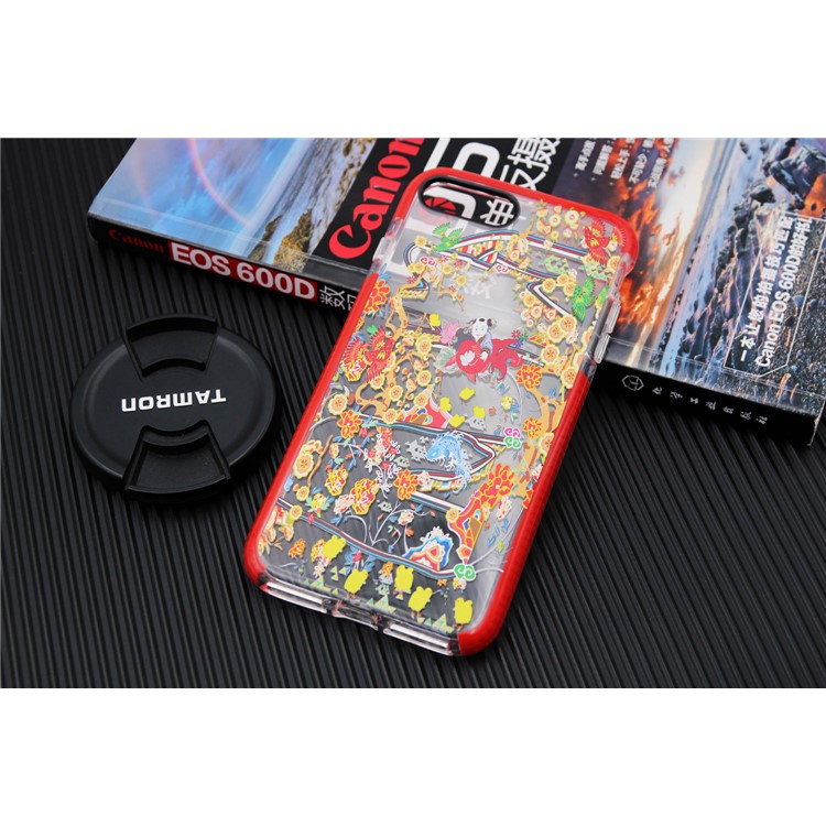 Chinese New Year Style Pattern Printing PC + TPU Hybrid Case for iPhone 8 Plus / 7 Plus - Red-7