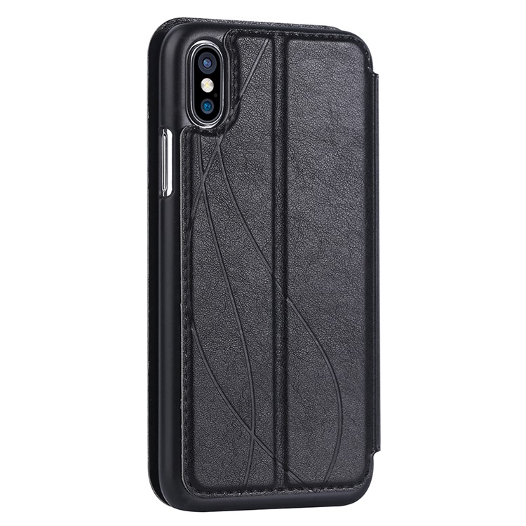 Dual View Window PU Leather Mobile Cover for iPhone X - Black-2