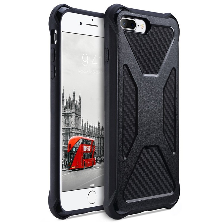 Carbon Fiber Texture PC + TPU Hybrid Drop-proof Case for iPhone 8 Plus / 7 Plus 5.5 inch - Black-3