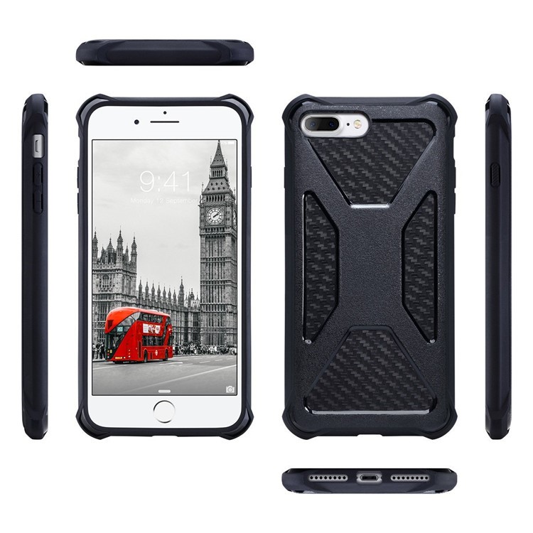 Carbon Fiber Texture PC + TPU Hybrid Drop-proof Case for iPhone 8 Plus / 7 Plus 5.5 inch - Black-4