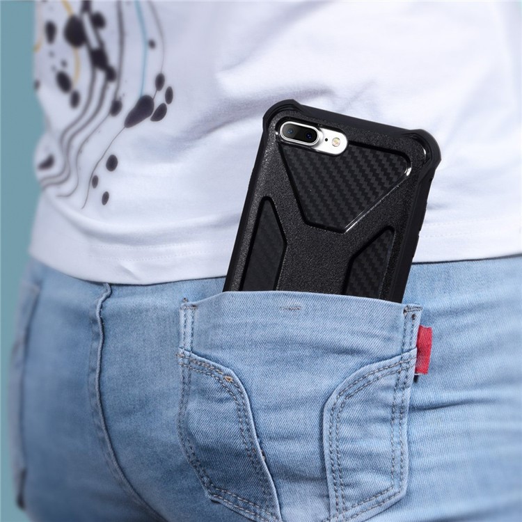 Carbon Fiber Texture PC + TPU Hybrid Drop-proof Case for iPhone 8 Plus / 7 Plus 5.5 inch - Black-5