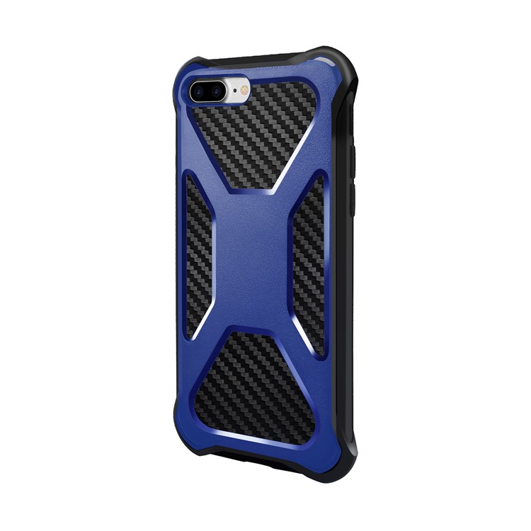 

Carbon Fiber Texture PC + TPU Hybrid Drop-proof Mobile Phone Case for iPhone 8 Plus / 7 Plus 5.5 inch - Dark Blue, iPhone 8 Plus
