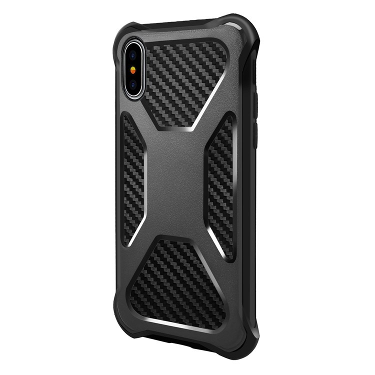 Carbon Fiber Texture PC + TPU Hybrid Drop-proof Case for iPhone X/10 - Black-2