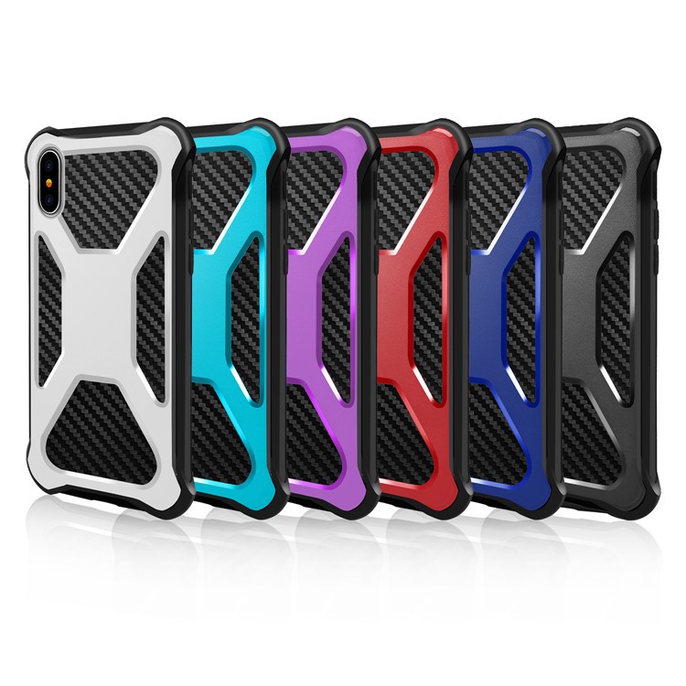 Carbon Fiber Texture PC + TPU Hybrid Drop-proof Case for iPhone X/10 - Black-3
