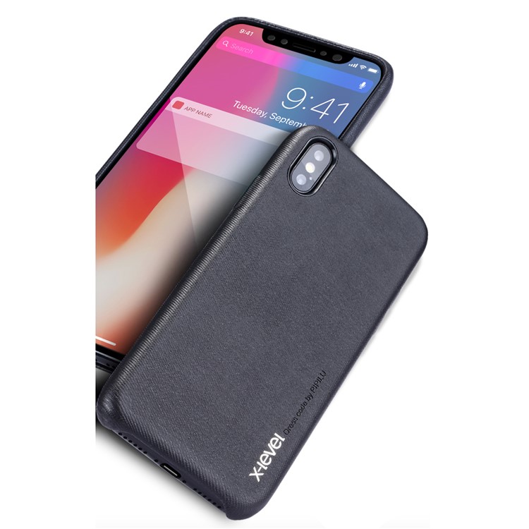 

X-LEVEL Bamboo Series PU Leather Coated PC Mobile Case for iPhone X - Black