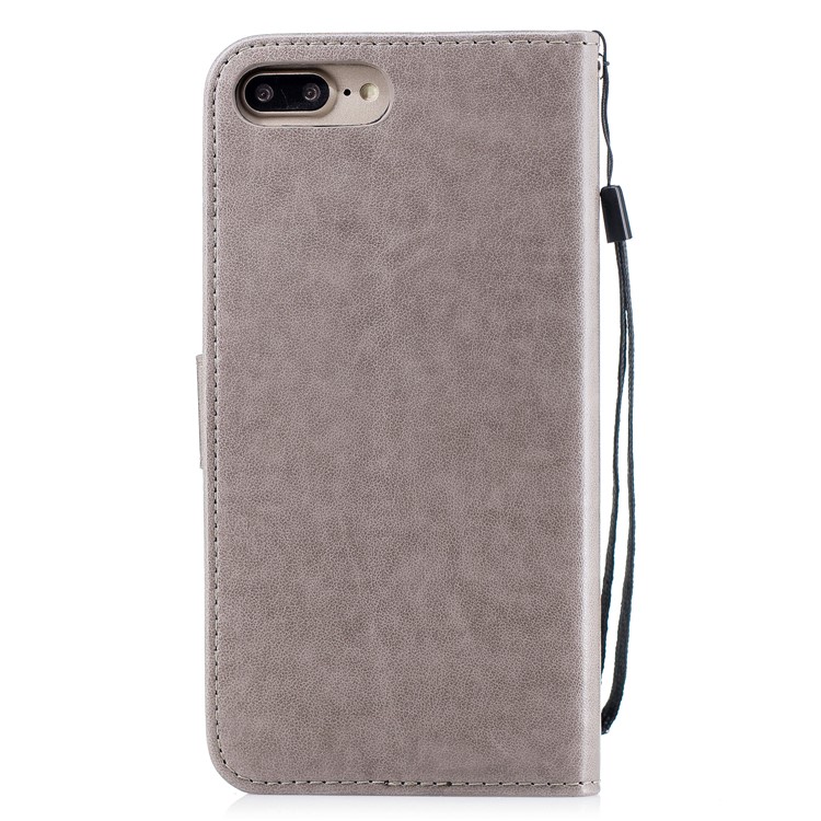 Imprinted Flamingo Leather Wallet Shell for iPhone 8 Plus/7 Plus 5.5 inch - Grey-2