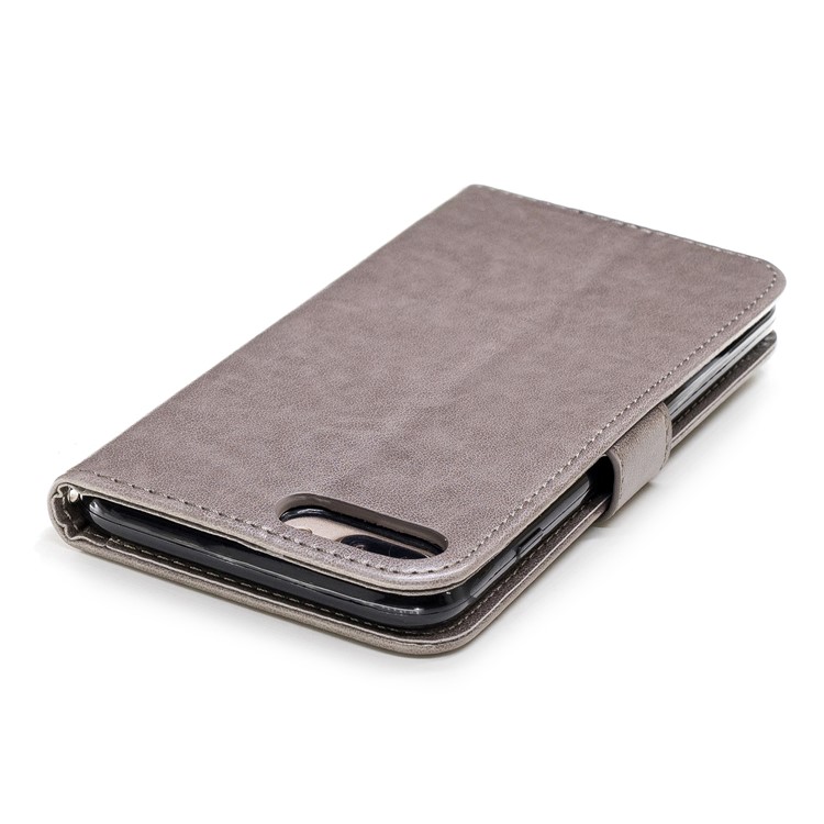 Imprinted Flamingo Leather Wallet Shell for iPhone 8 Plus/7 Plus 5.5 inch - Grey-6