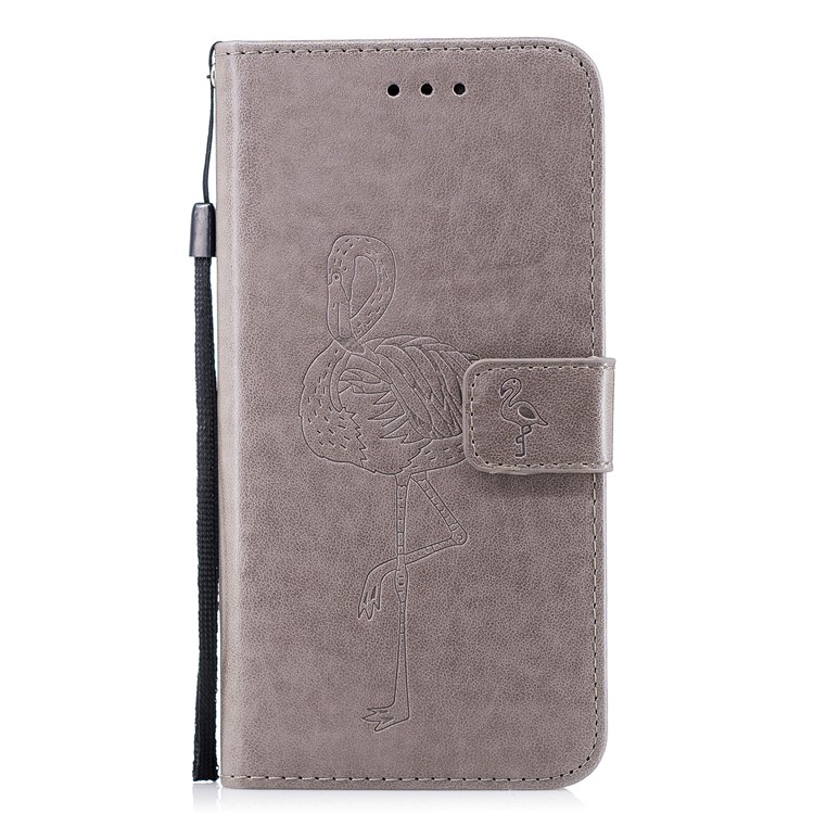 Imprinted Flamingo Pattern Leather Magnetic Case with Strap for iPhone 6s Plus / 6 Plus - Grey-1