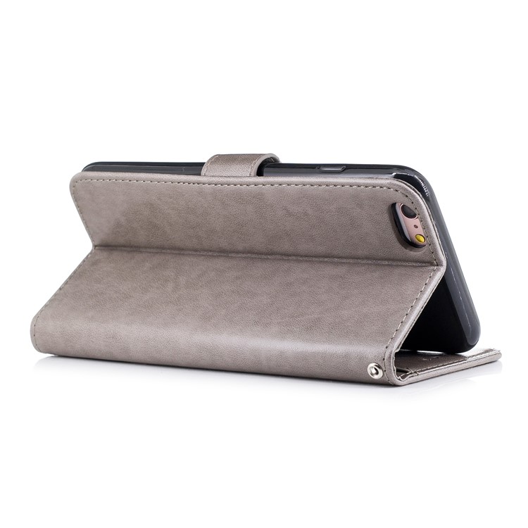 Imprinted Flamingo Pattern Leather Magnetic Case with Strap for iPhone 6s Plus / 6 Plus - Grey-3