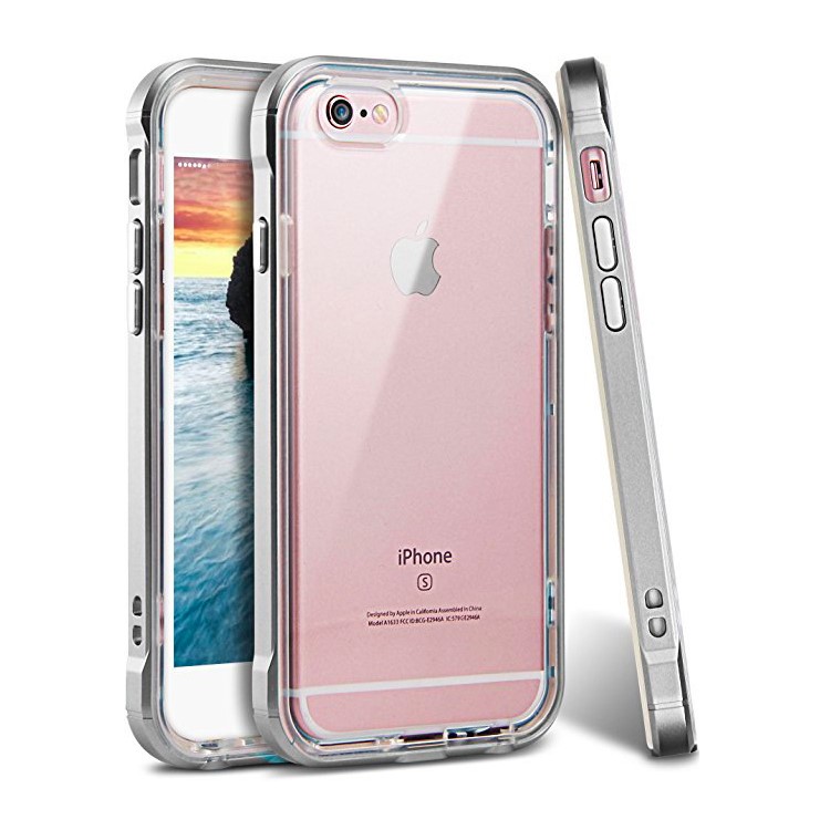 

Impact-resistant Clear TPU + PC Frame Hybrid Back Shell for iPhone 6s/6 4.7 inch - Grey, iPhone 6s