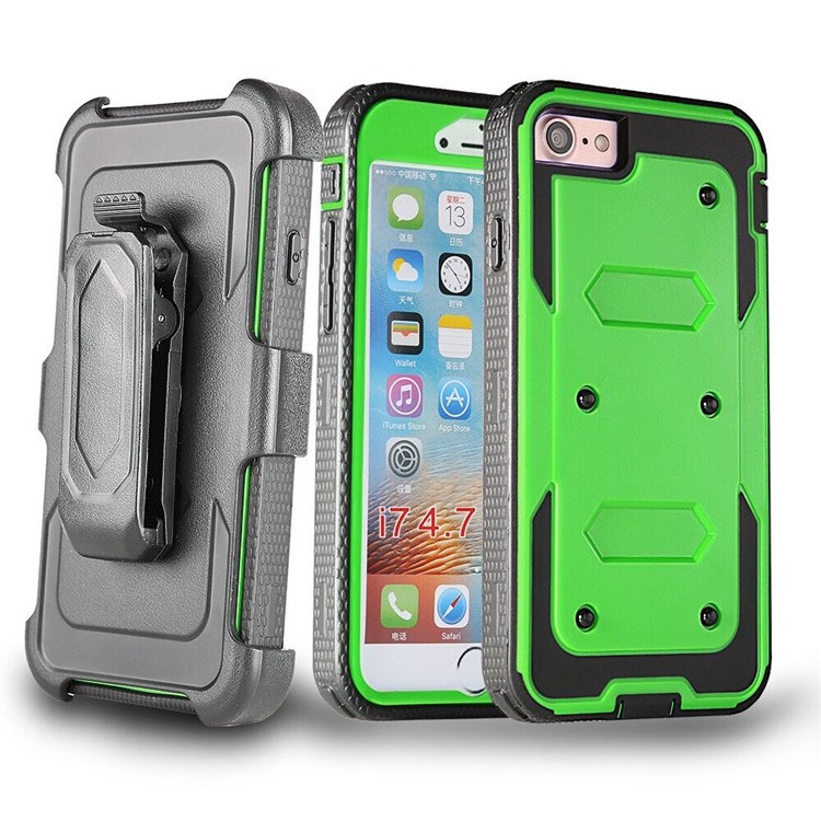

2-in-1 Heavy Duty PC + TPU Belt Clip Kickstand Cellphone Cover for iPhone 8 / 7 4.7 inch - Green, iPhone 8