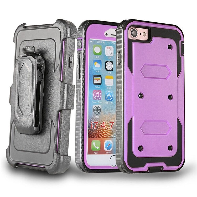 

2-в-1 Сверхмощный PC + TPU Брелок Для Подставки Для Подставки Для Iphone 8 / 7 4,7 Дюйма - Пурпурный, iPhone 8