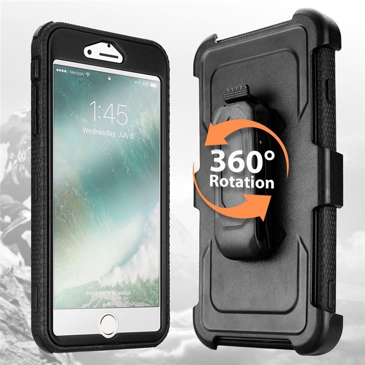 2-in-1 Heavy Duty PC + TPU Belt Clip Kickstand Cover for iPhone 8 Plus / 7 Plus 5.5 inch - Black-2