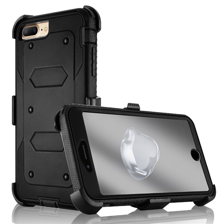 2-in-1 Heavy Duty PC + TPU Belt Clip Kickstand Cover for iPhone 8 Plus / 7 Plus 5.5 inch - Black-3