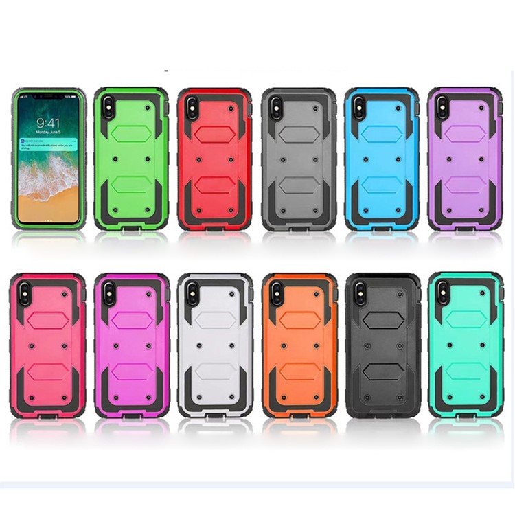 2-in-1 Heavy Duty PC + TPU Belt Clip Kickstand Cover for iPhone X(Ten) - Black-5