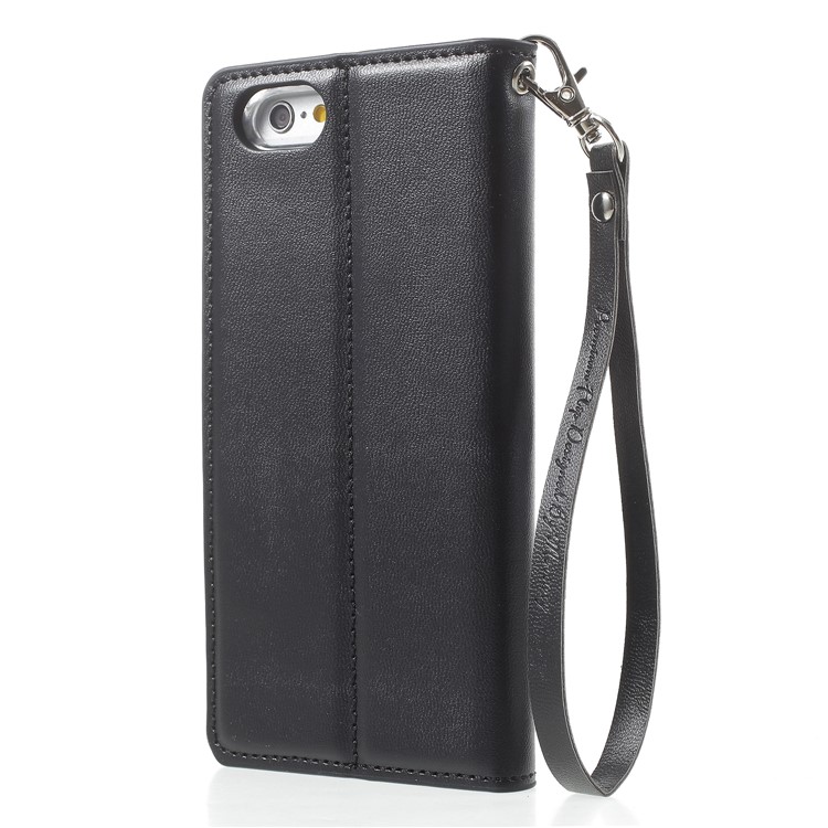 MERCURY GOOSPERY Blue Moon Wallet Leather Phone Case with Lanyard for iPhone 6s / 6 - Black-2