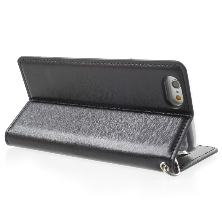MERCURY GOOSPERY Blue Moon Wallet Leather Phone Case with Lanyard for iPhone 6s / 6 - Black-5