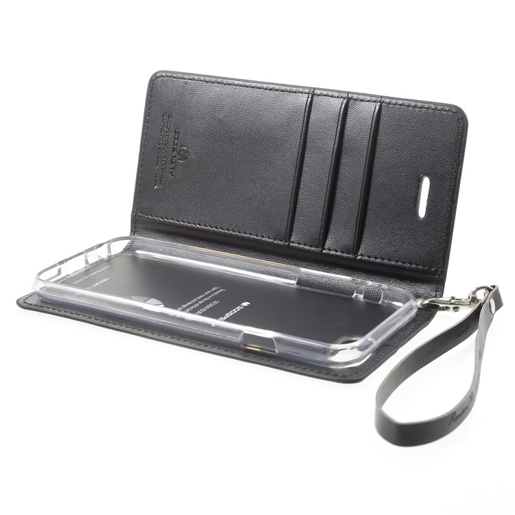 MERCURY GOOSPERY Blue Moon Wallet Leather Phone Case with Lanyard for iPhone 6s / 6 - Black-7