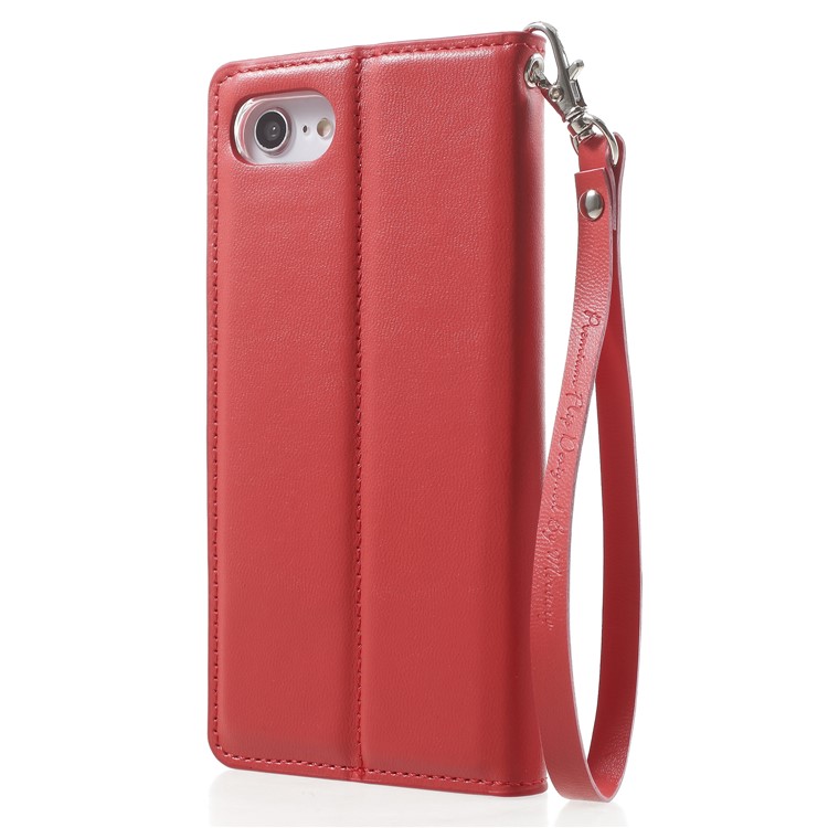 MERCURY GOOSPERY Blue Moon Wallet Leather Case with Lanyard for iPhone 8 / 7 - Red-2