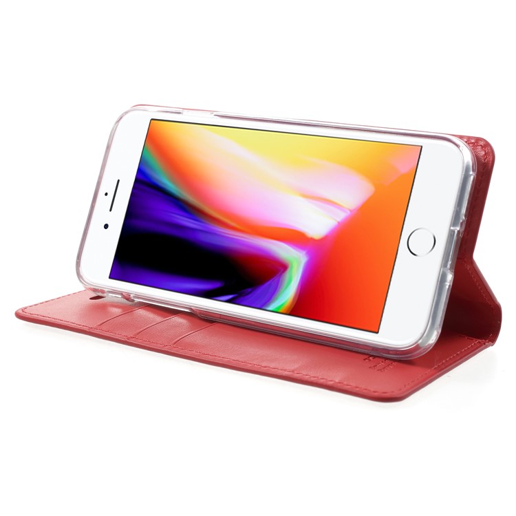 MERCURY GOOSPERY Blue Moon Wallet Leather Case with Lanyard for iPhone 8 / 7 - Red-4