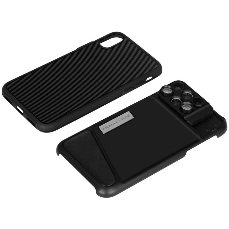 MOMAX X-Lens Case 6 in 1 Dual Optics Lens Kit (180° Fisheye, 2X Telephoto, 120° Wide-angle, 10X/20X Macro) for iPhone X-10