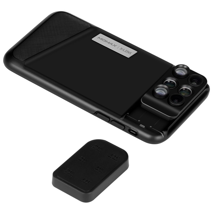 MOMAX X-Lens Case 6 in 1 Dual Optics Lens Kit (180° Fisheye, 2X Telephoto, 120° Wide-angle, 10X/20X Macro) for iPhone X-11