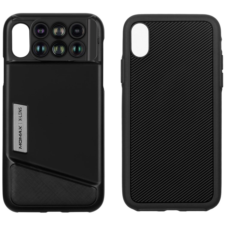 MOMAX X-Lens Case 6 in 1 Dual Optics Lens Kit (180° Fisheye, 2X Telephoto, 120° Wide-angle, 10X/20X Macro) for iPhone X-6
