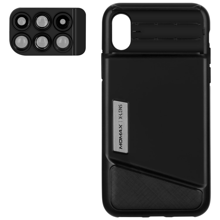 MOMAX X-Lens Case 6 in 1 Dual Optics Lens Kit (180° Fisheye, 2X Telephoto, 120° Wide-angle, 10X/20X Macro) for iPhone X-8