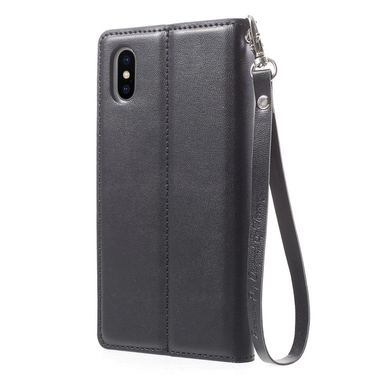MERCURY GOOSPERY Blue Moon Wallet Leather Case with Hand Strap for iPhone X - Black-2